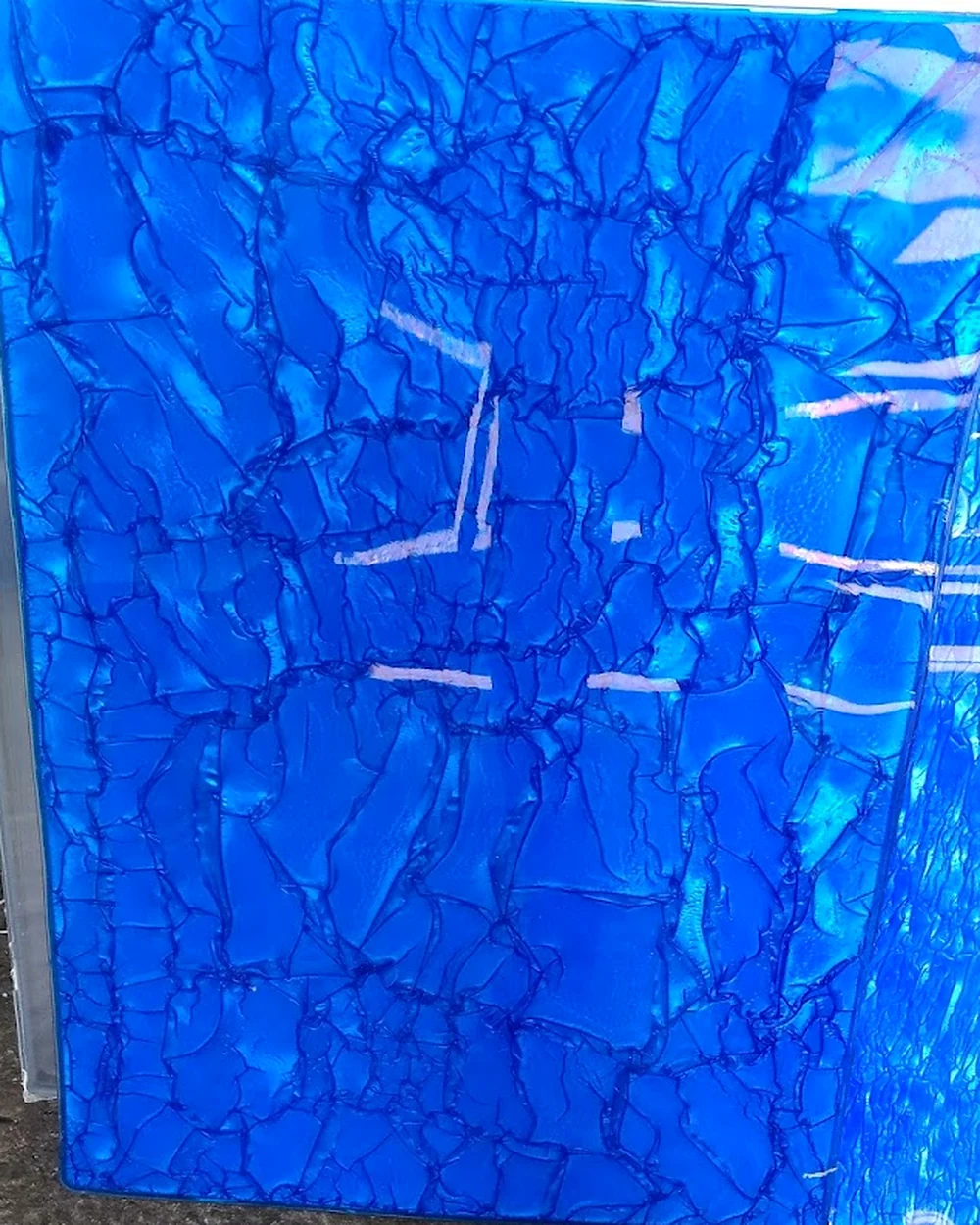 Light Blue MOP cast acrylic sheet with natural crackle pattern